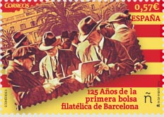 2016 Spanish commemorative stamp celebrating 125 years since the first stamp market. • Credit: Spanish Correos